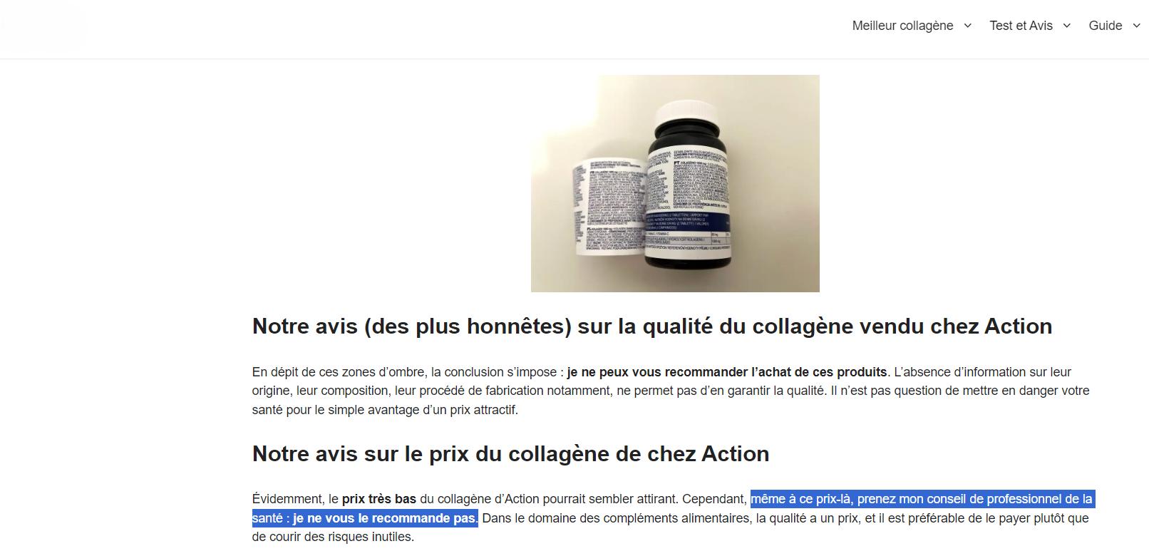 Paraphrase de mon article test « Collagen Innovit 1000 mg»