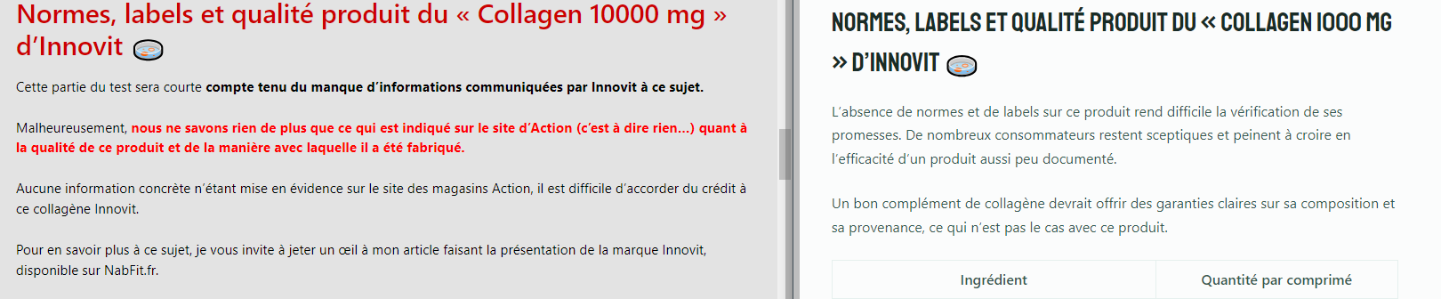 Capture d'écran d'un intertitre de l'un de mes articles faisant l'objet d'une paraphrase. Comparatif entre les deux pages