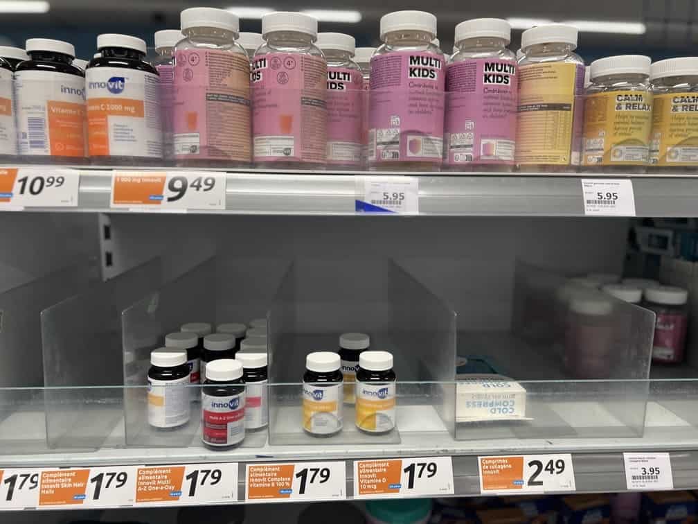 Photo personnelle NabFit.fr d'un rayon de magasin Action mettant en avant les produits de la nouvelle gamme Innovit : Beauty by Innovit 