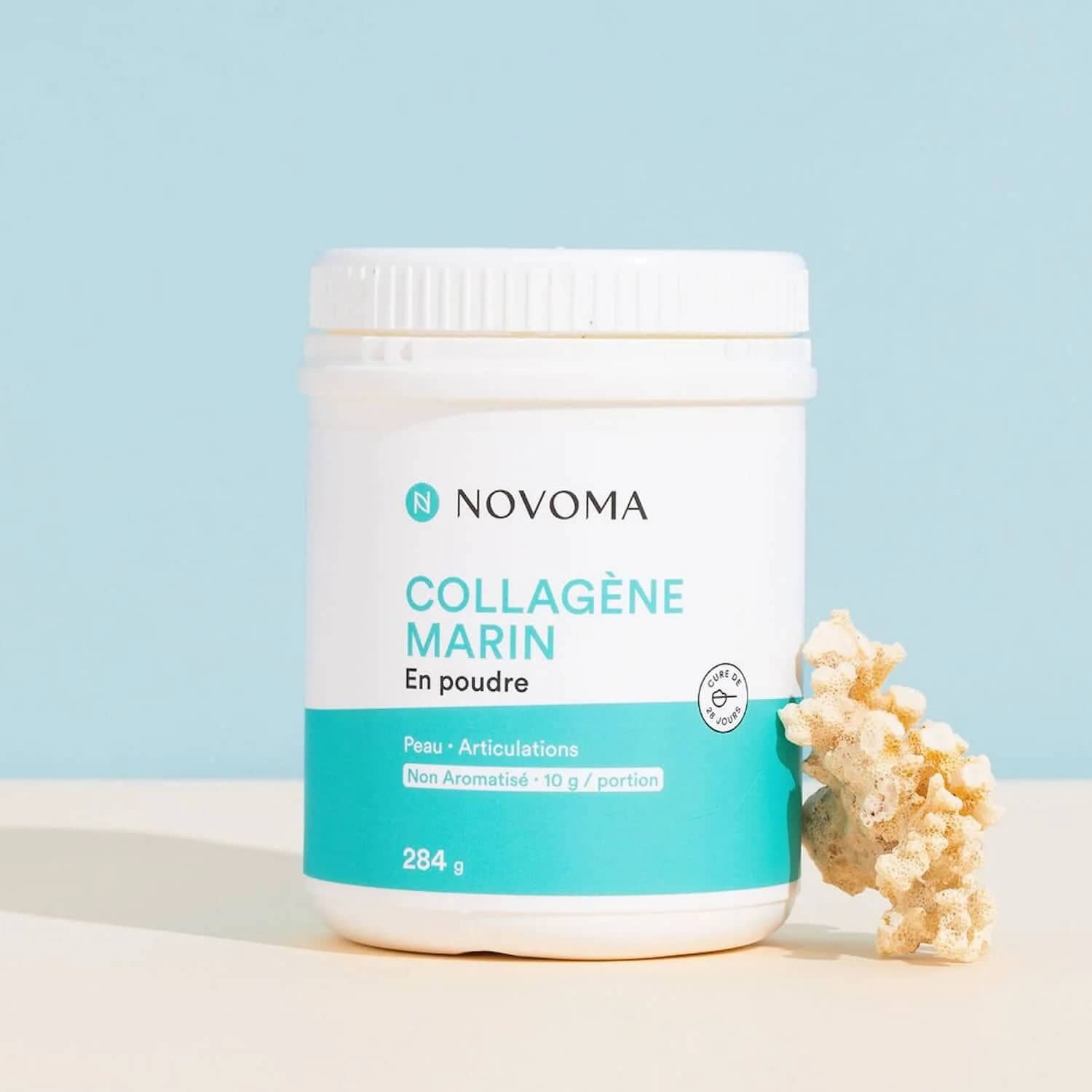 Illustration du collagène marin en poudre de la marque de compléments alimentaires Novoma