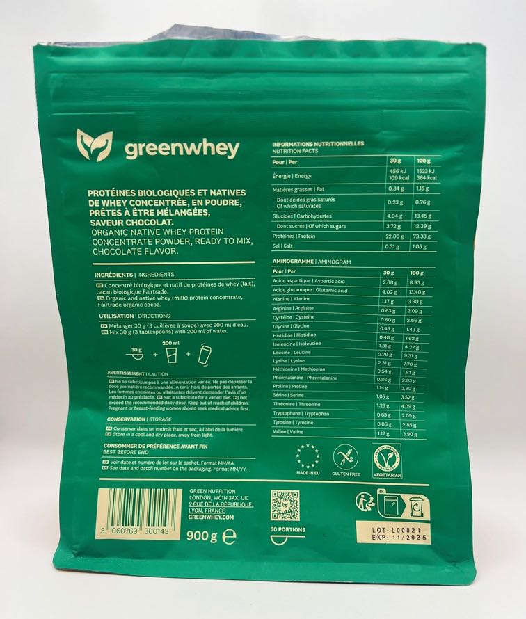 Concentre de whey GreenWhey que demander de plus mon test et avis ingredients composition