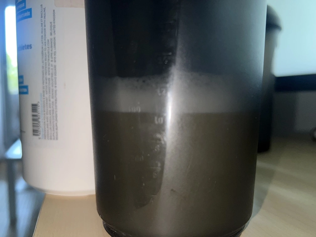 Photo personnelle NabFit.fr montrant l'Isolate Native Whey Mix (anciennement Musclewhey) de la marque Nutrimuscle, un fois mélangé