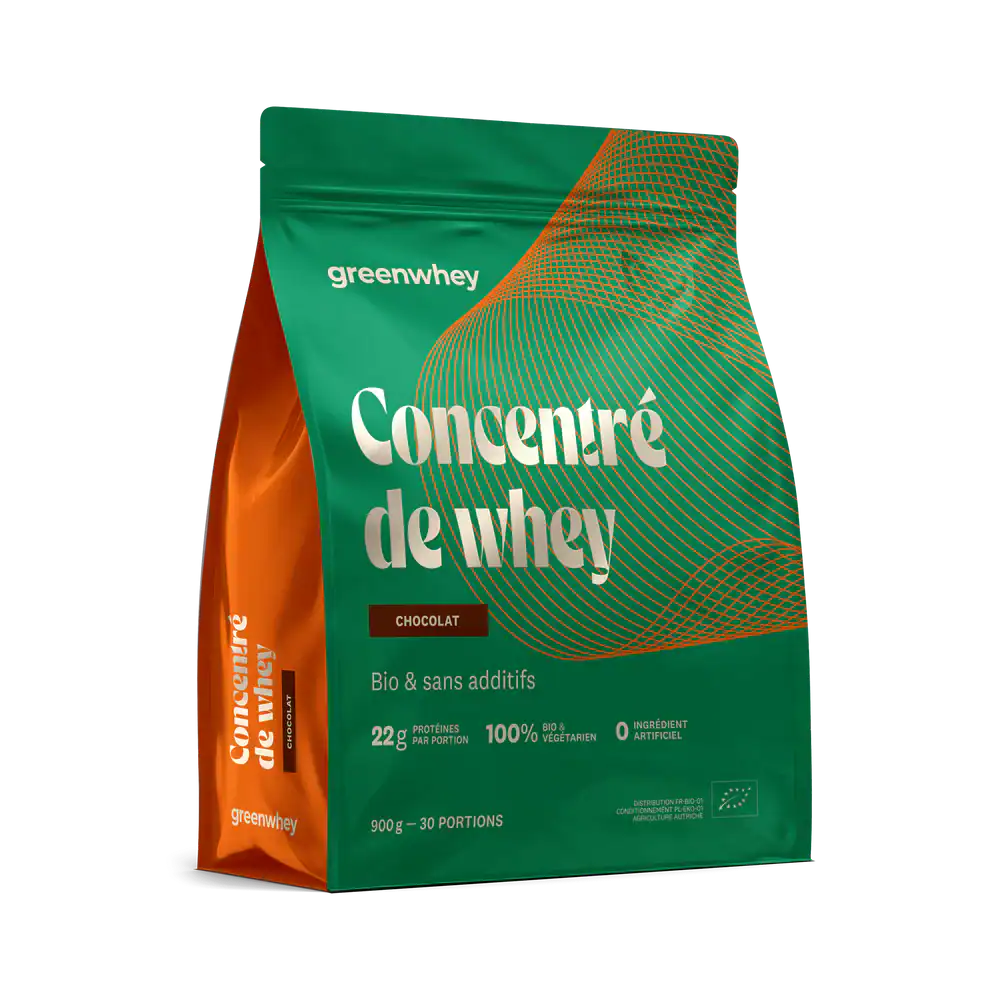 Illustration du concentré de whey bio de la marque de compléments alimentaires GreenWhey
