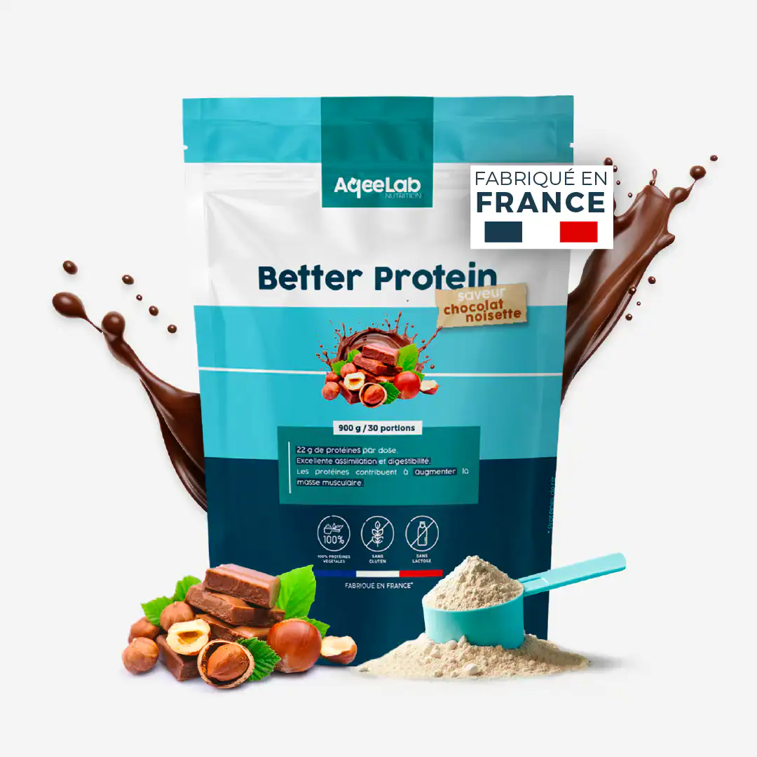 Better Protein Proteine vegetale poudre saveur chocolat noisette AqeeLab Nutrition
