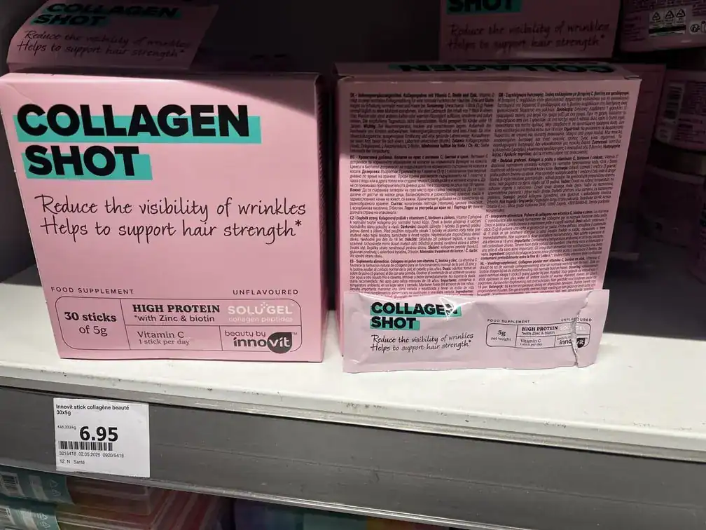 Collagen Shot Innovit avis marque action photo personelle NabFit.fr 2025 Photo personnelle du Collagen Shot de la marque de compléments alimentaires Innovit vendu en magasin Action