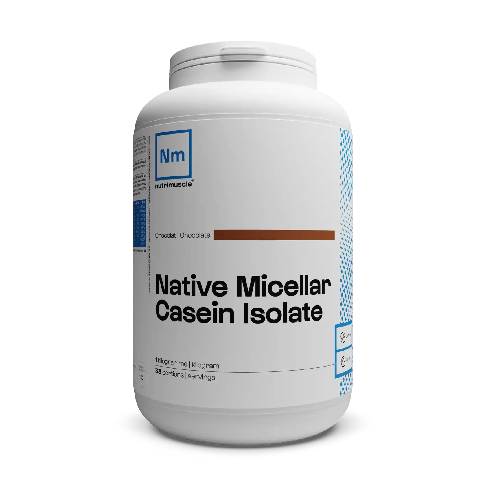 Isolat de caseine micellaire native Nutrimuscle produit saveur chocolat