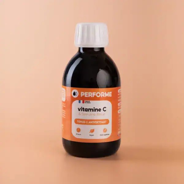 Photo du complément alimentaire de vitamine C enrichi en spiruline de la marque de compléments alimentaires Performe