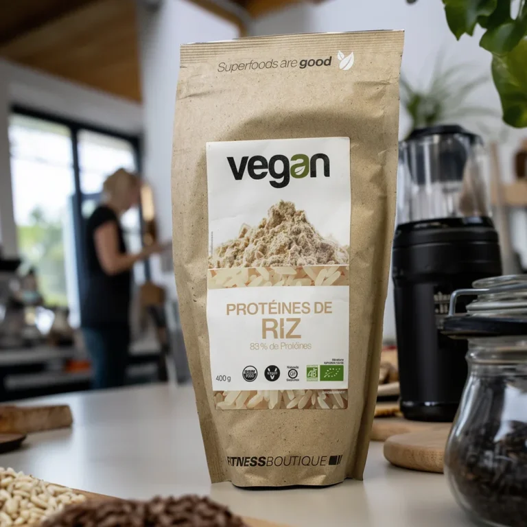 Illustration de la protéine de riz végane et bio de la marque de compléments alimentaires FitnessBoutique