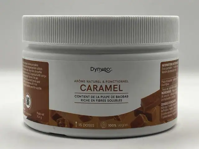 Photo personnelle NabFit.fr des Arômes naturels et fonctionnels goût caramel de la marque de compléments Dynveo