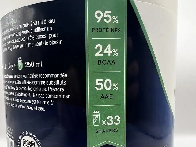 Photo personnelle NabFit.fr des principales caractéristiques de l'Isolat de Whey Native Dynveo