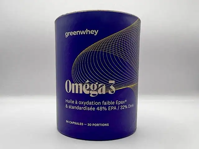 Photo personnelle NabFit.fr des Oméga 3 de la marque de compléments alimentaires GreenWhey