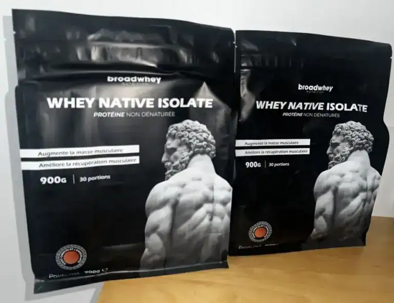 Poudre protéinée sans gluten pour musculation augmentant la masse musculaire.