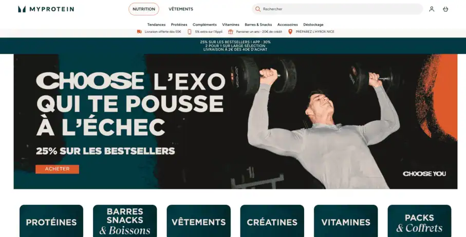 Page daccueil site MyProtein