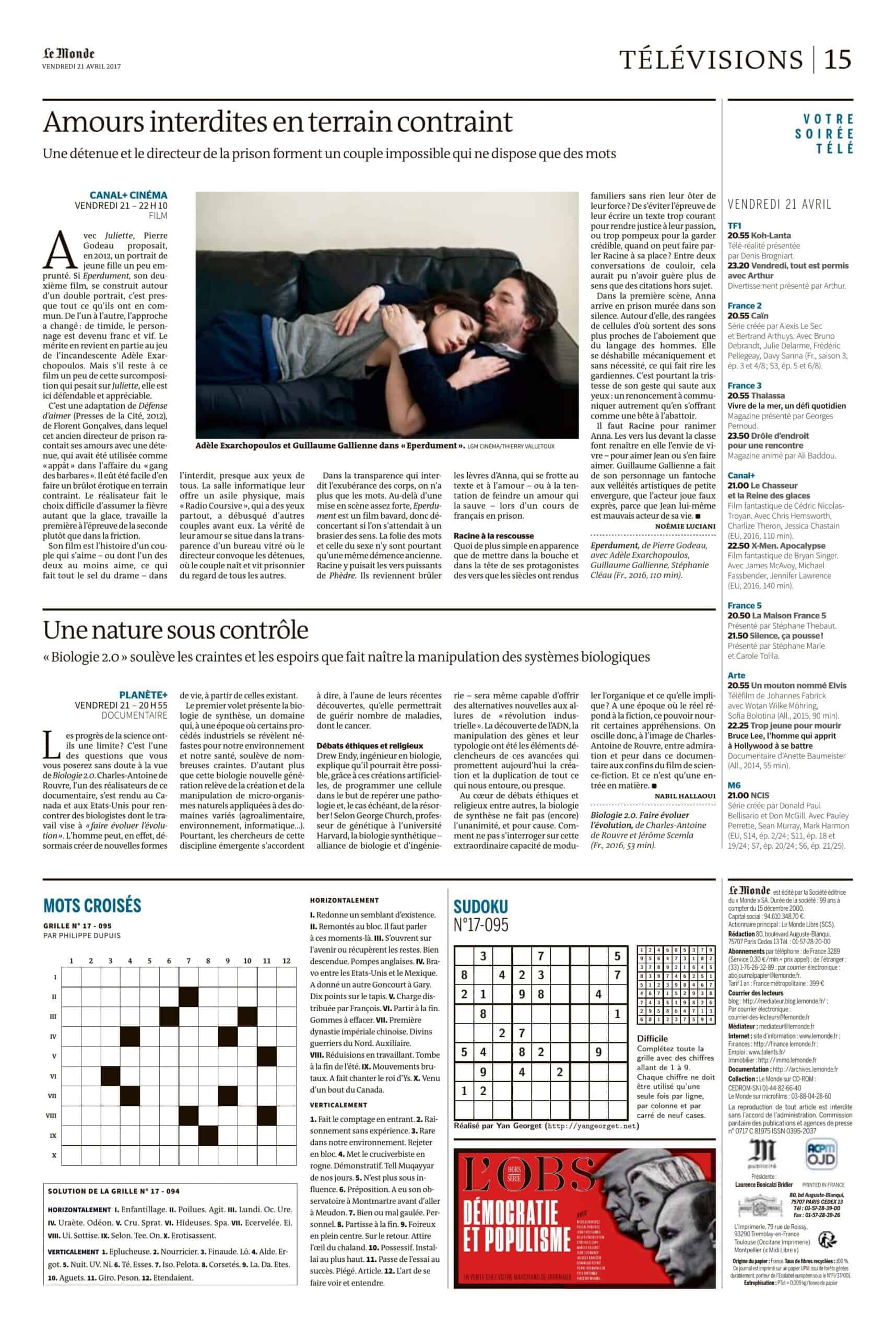 Le Monde - 21 avril 2017