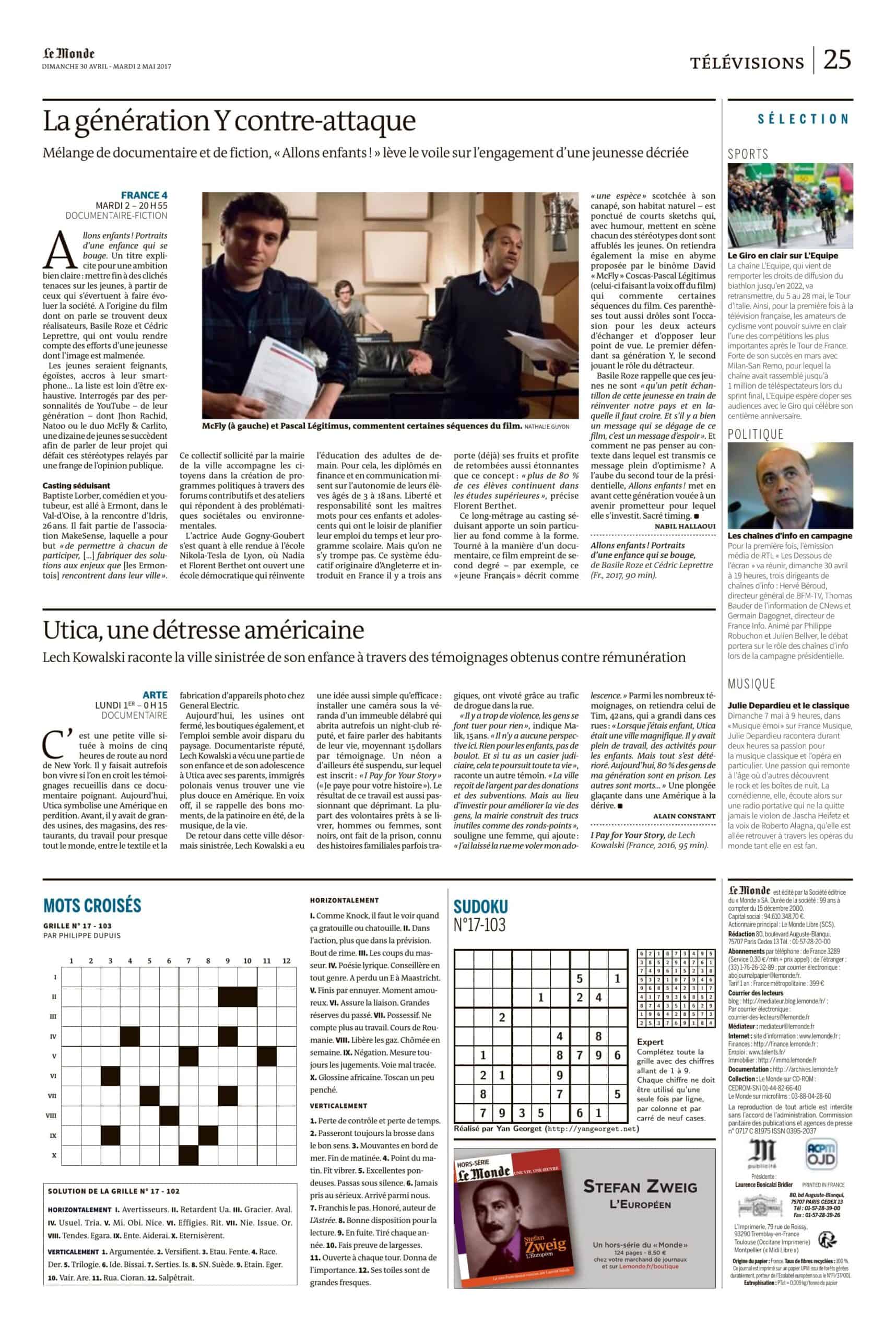 Le Monde - 30 avril 2017