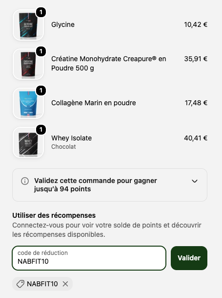 DeÌmonstration code promo NabFit.fr Nutrimea panier (1) Demonstration code promo NabFit.fr Nutrimea panier 1